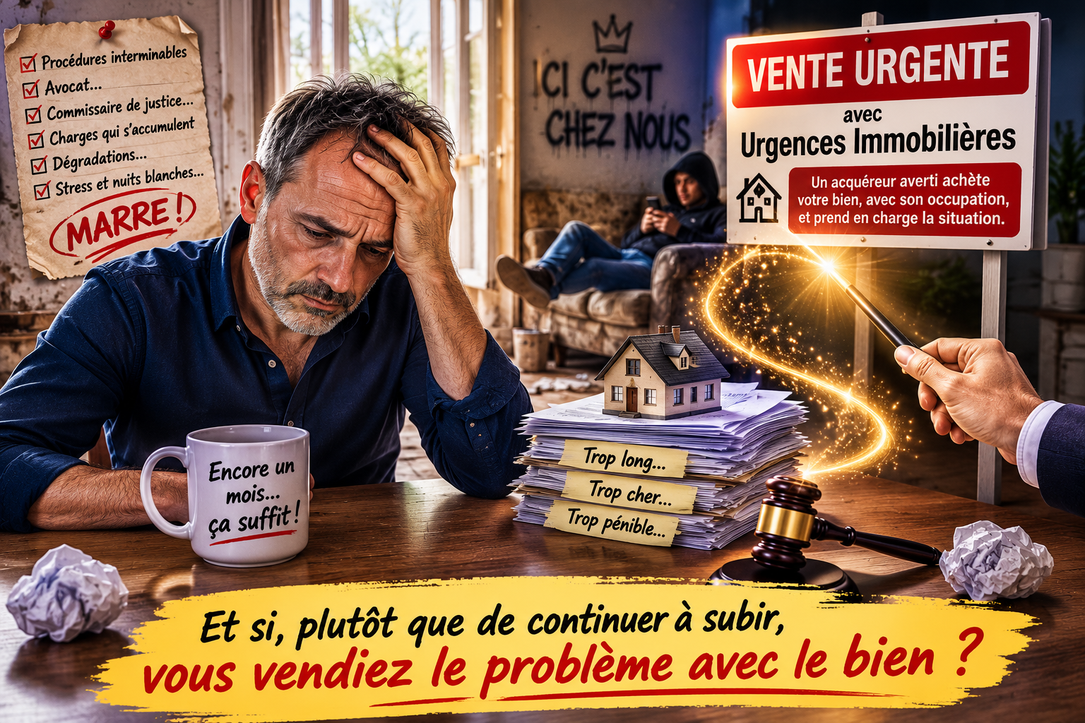 Bien immobilier squatté et dégradé - situation rencontrée par un propriétaire